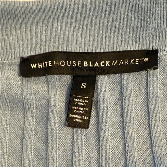 White House Black Market Light Blue Ribbed Blouse EUC - Picture 3 of 5